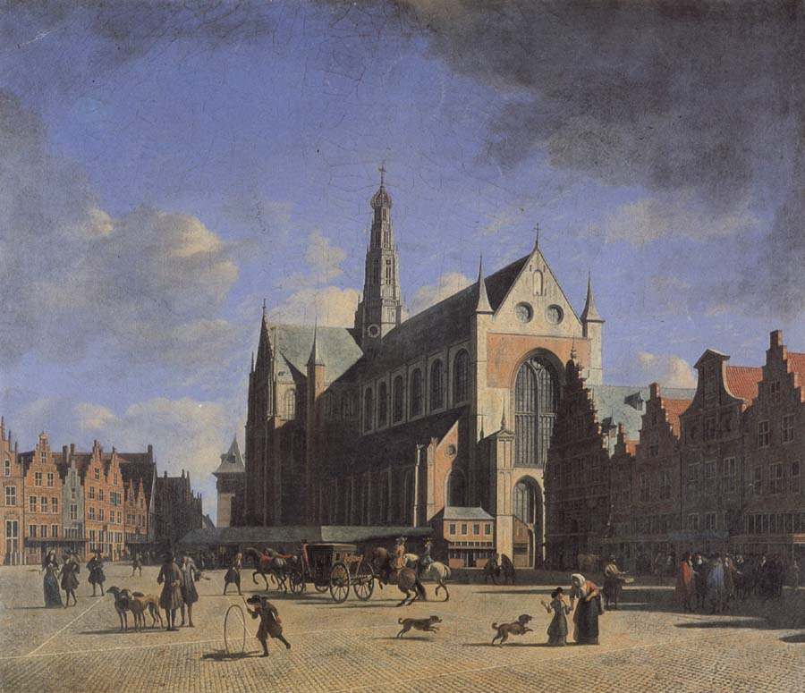 The Market Place and the Grote Kerk at Haarlem